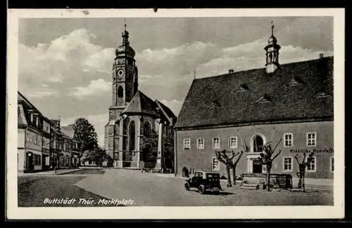 AK Buttstädt /Thür., Marktplatz, Kirche, Rathaus
