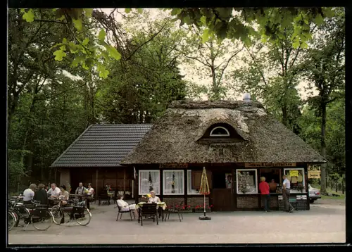 AK Undeloh, Heidjer-Kate Imbiss, Aussengastronomie, Reetdachhaus