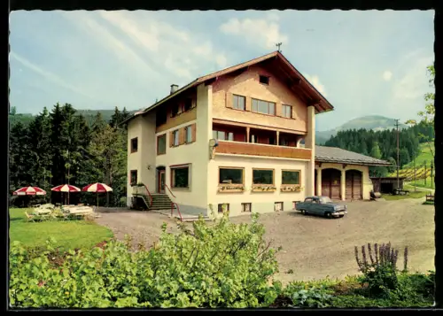 AK Gunzesried-Säge /Bayer. Allgäu, Café-Restaurant Alpenrose, Bes. Leo Kuhn