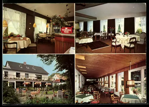 AK Deichhausen /Büsum, Hotel Café Dohm`s Rosenhof, Restaurant, Terrasse, Speisesaal