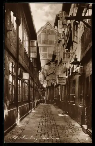 AK Hamburg-St.Georg, Steinstrasse, historische Fachwerkhäuser