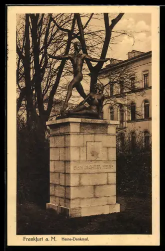 AK Frankfurt-Ostend, Heine-Denkmal, Friedberger Anlage