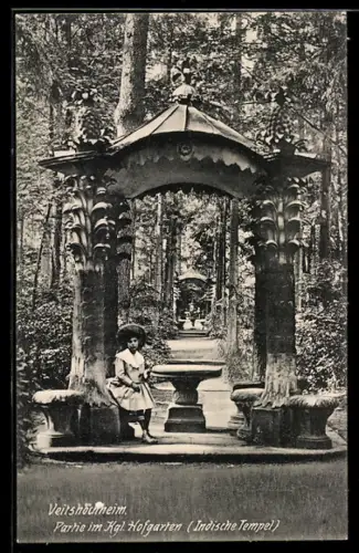 AK Veitshöchheim, Partie im Kgl. Hofgarten, Indische Tempel