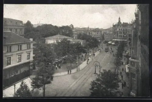 AK Aachen, Friedrich Wilhelm-Platz, Strassenbahn