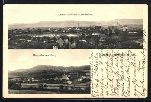 AK Kirchohsen-Emmerthal, Totalansicht mit landschaftlichen Schönheiten, Blick nach Schloss Haemelschenburg