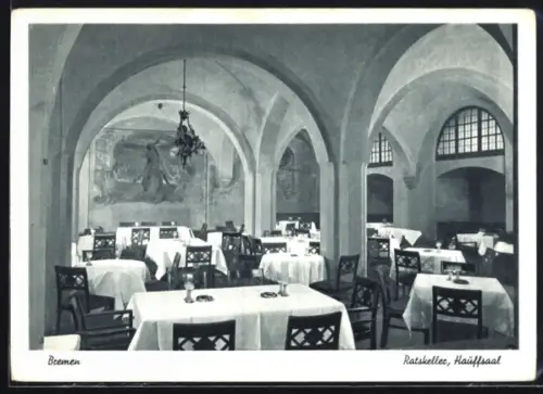 AK Bremen, Gasthaus Ratskeller, Hauffsaal, Innenansicht