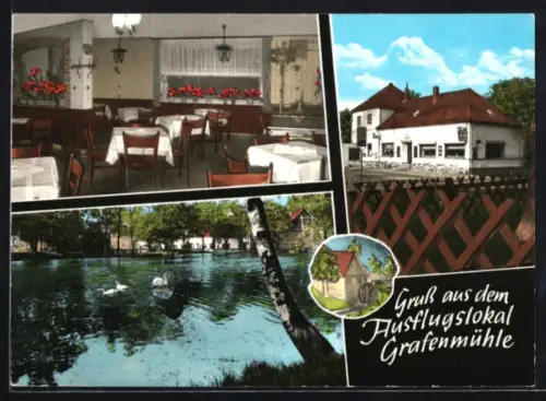 AK Kirchhellen-Grafenmühle, Gasthaus Grafenmühle, Innenansicht, Uferpartie