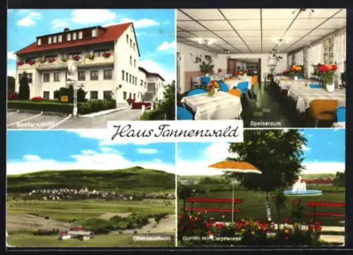 AK Had.-Oberzeuzheim /Westerwald, Erholungsheim Haus Tannenwald, Innenansicht Speiseraum, Garten mit Liegewiese