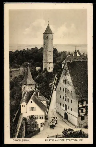AK Dinkelsbühl, Partie an der Stadtmauer