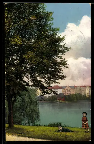 AK Kiel, Blick auf die Uferpromenade im Hohenzollernpark