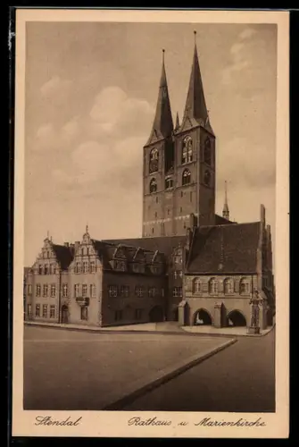 AK Stendal, Rathaus, Marienkirche
