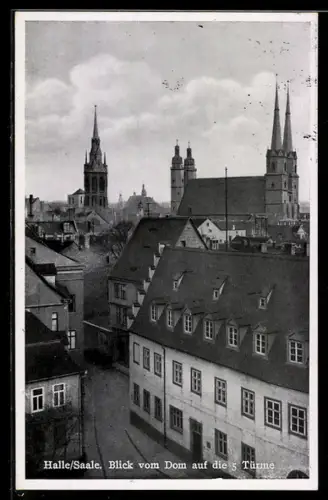 AK Halle /Saale, Blick vom Dom auf die 5 Türme