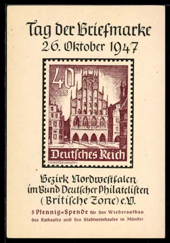 AK Ausstellung Tag der Briefmarke 26. Oktober 1947, Bund Deutscher Philatelisten e. V., Ganzsache