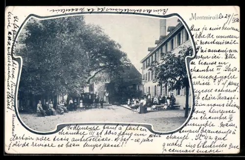 AK Montmirail, Garten vor einem Gasthaus