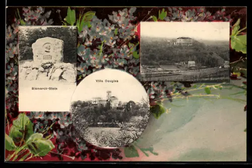AK Aschersleben, Bismarck-Stein, Villa Douglas