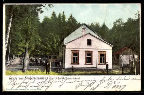 AK Scheidt, Ansicht vom Gasthof Stuhlsatzenhaus