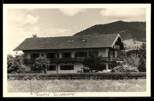 Foto-AK Rottach, Hotel-Pension Im Sonnenschein in der Ringbergstrasse