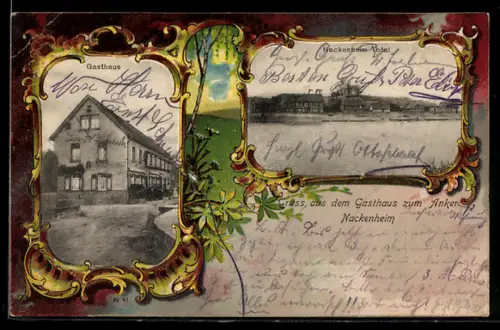 Passepartout-AK Nackenheim, Gasthaus zum Anker, Totalansicht
