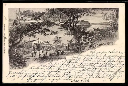 AK Fichtengrund, Bahnhof Fichtengrund, Partie am Grabowsee