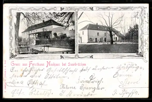 AK Saarbrücken, Gasthof Forsthaus Neuhaus, Aussenansicht