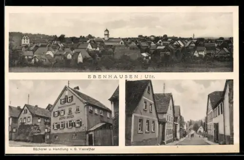 AK Ebenhausen, Bäckerei und Handlung von G. Vierrether, Strassenpartie