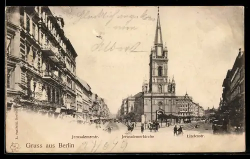 AK Berlin-Kreuzberg, Jerusalemerkirche an der Jerusalemerstrasse und Lindenstrasse