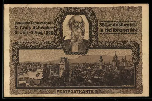 AK Heilbronn a. N., 38. Landesturnfest 1909, Ortsansicht