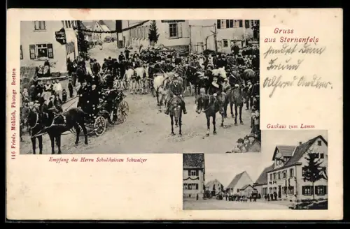 AK Sternenfels, Gasthaus zum Lamm, Empfang des Schultheissen Schweizer
