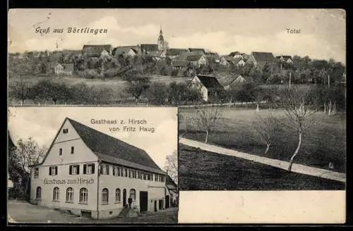 AK Börtlingen, Gasthaus zum Hirsch Fritz Haug, Totalansicht mit Landstrassen
