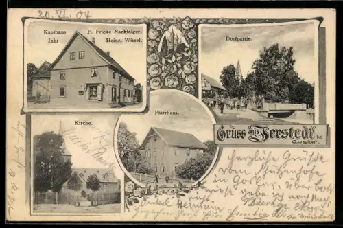 AK Jerstedt /Goslar, Kaufhaus F. Fricke Nachf. H. Wissel, Ortspartie mit Brücke