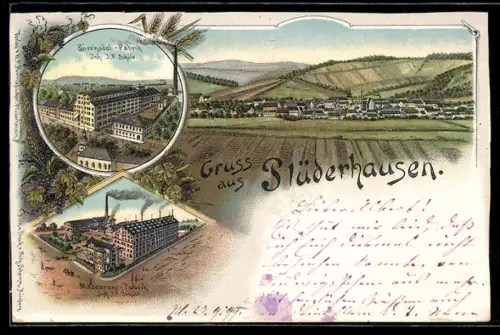 Lithographie Plüderhausen, Eiernudel-Fabrik v. J. F. Schüle, Maccaroni-Fabrik