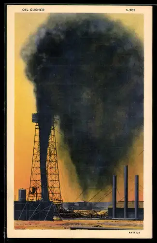 AK Oil Gusher, Bohrturm mit Erdöl-Fontäne