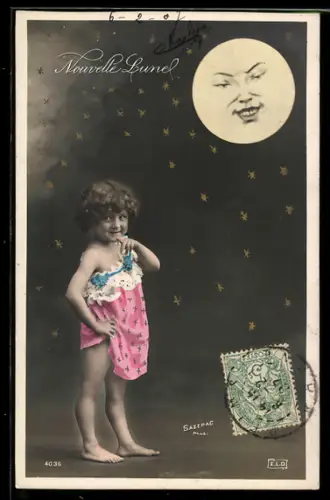 AK Kleines Kind und Mondgesicht, Metamorphose
