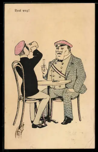 AK Zwei Studenten bei Biertrinken, studentische Szene