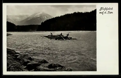 AK Flossfahrt auf der Isar, Männer