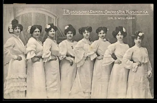 AK I. russisches Damen-Orchester Koschinka, Dir.: S. Wollmann