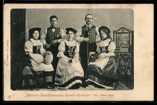 AK Deutsch-Skandinavisches Damenorchester mit Instrumenten