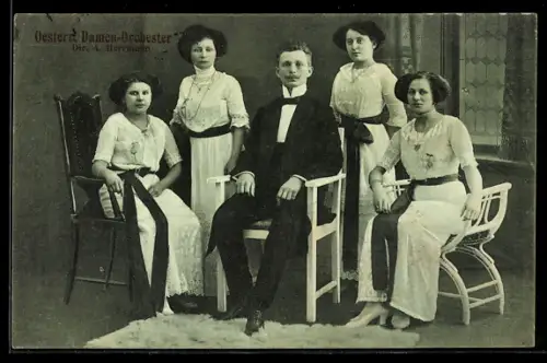 AK Österreichischs Damenorchester in weissen Kleidern
