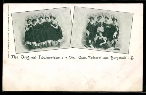 AK Burgstädt i. S., Damenorchester The Original Tscherrison`s
