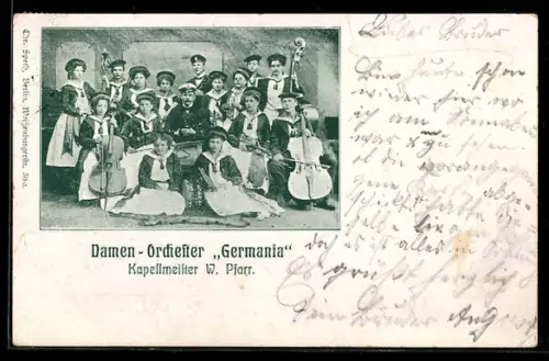 AK Damenorchester Germania mit Instrumenten