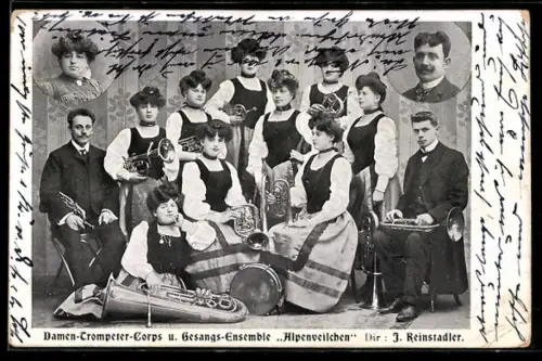 AK Damen-Trompeten-Corps u. Gesangs-Ensemble Alpenveilchen, Dir.: J. Reinstadler