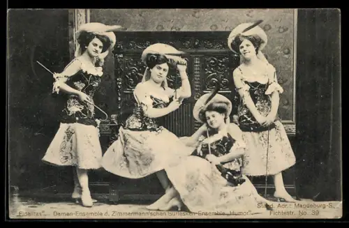 AK Damen-Ensemble Fidelitas d. Zimmermann`schen Burlesken Ensemble Humor