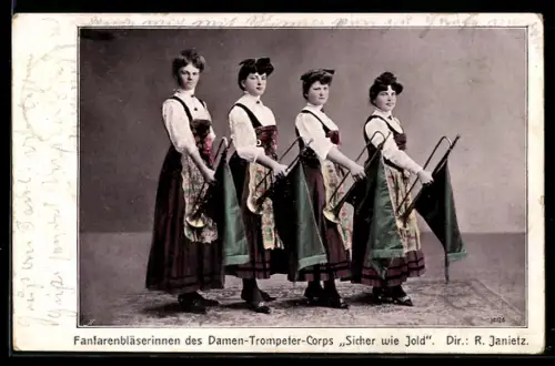 AK Fanfarenbläserinnen des Damen-Trompeter-Corps Sicher wie Jold