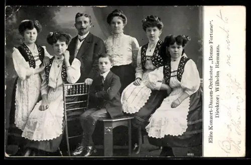 AK Elite Damen-Konzert-Orchester Bonne Fortune, Dir.: Wilhelm Riemann