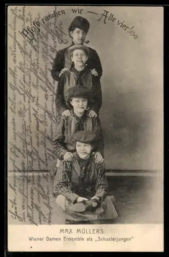 AK Max Müllers Wiener Damen-Ensemble als Schusterjungen