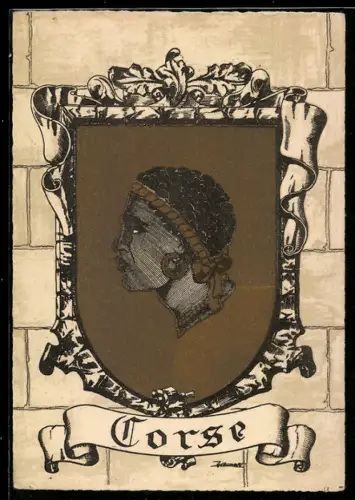AK Corse, Wappen auf Mauer-Hintergrund