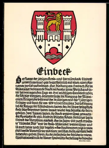 AK Einbeck, Wappen, Historischer Abriss