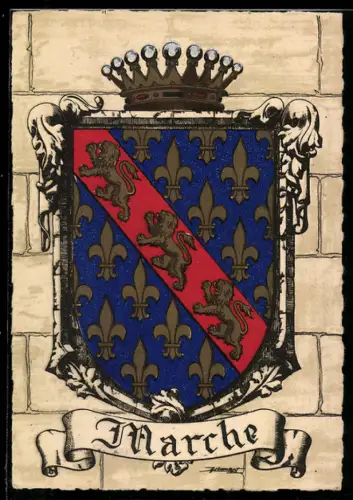 AK Marche, Wappen auf Mauer-Hintergrund