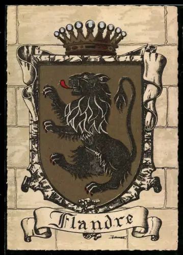 AK Flandre, Wappen auf Mauer-Hintergrund