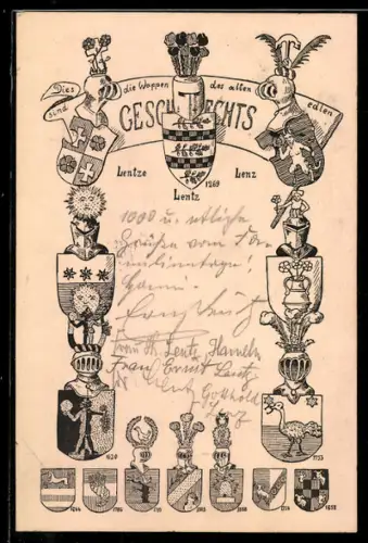 AK Historische Wappen des Geschlechts Lentze / Lenz / Lentz
